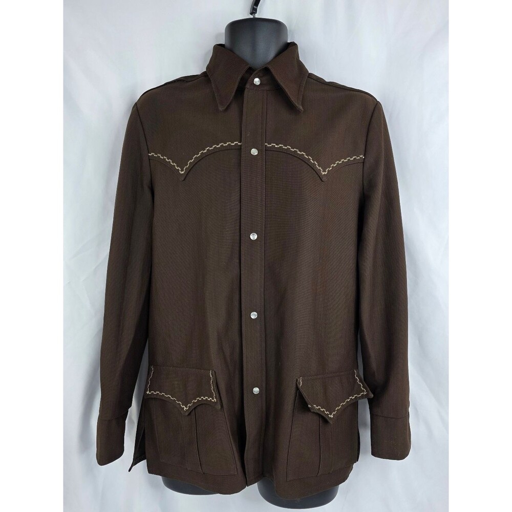 Tregus Westwear Men's Brown Western Snap Front Shirt Size 42 Vintage 3568